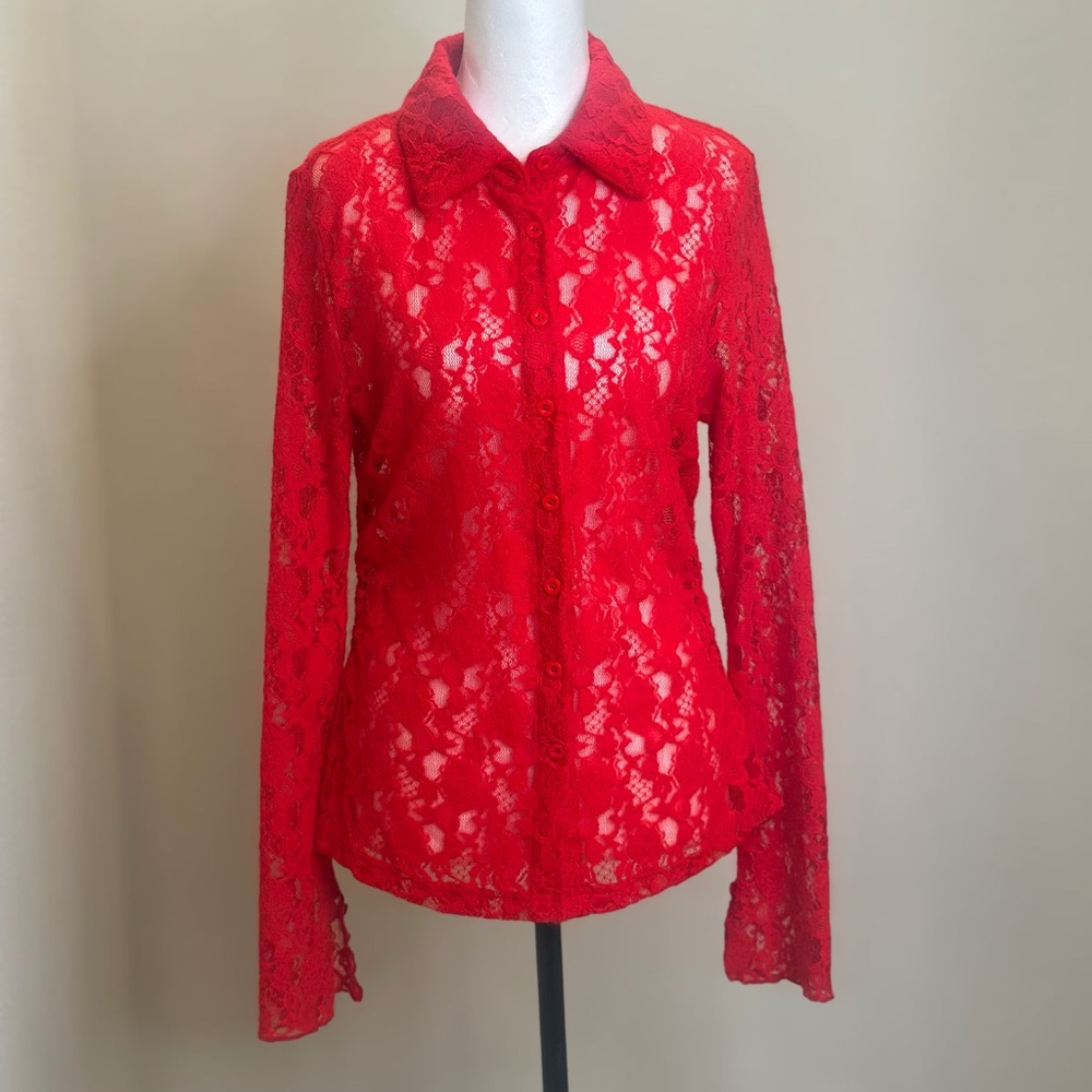 🍒Red Lace Women's Top